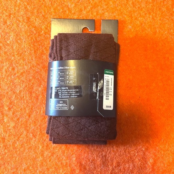 Chocolate expresso touch of cashmere diamond tights made in Italy NWT - Picture 4 of 6